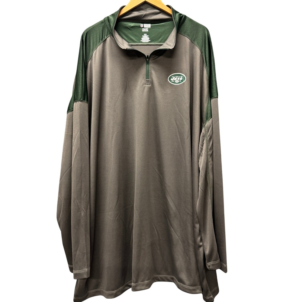 NY Jets 1/4 Zip Mens 6XL TX3 Cool Gray‎ Green Pullover NFL Team Apparel